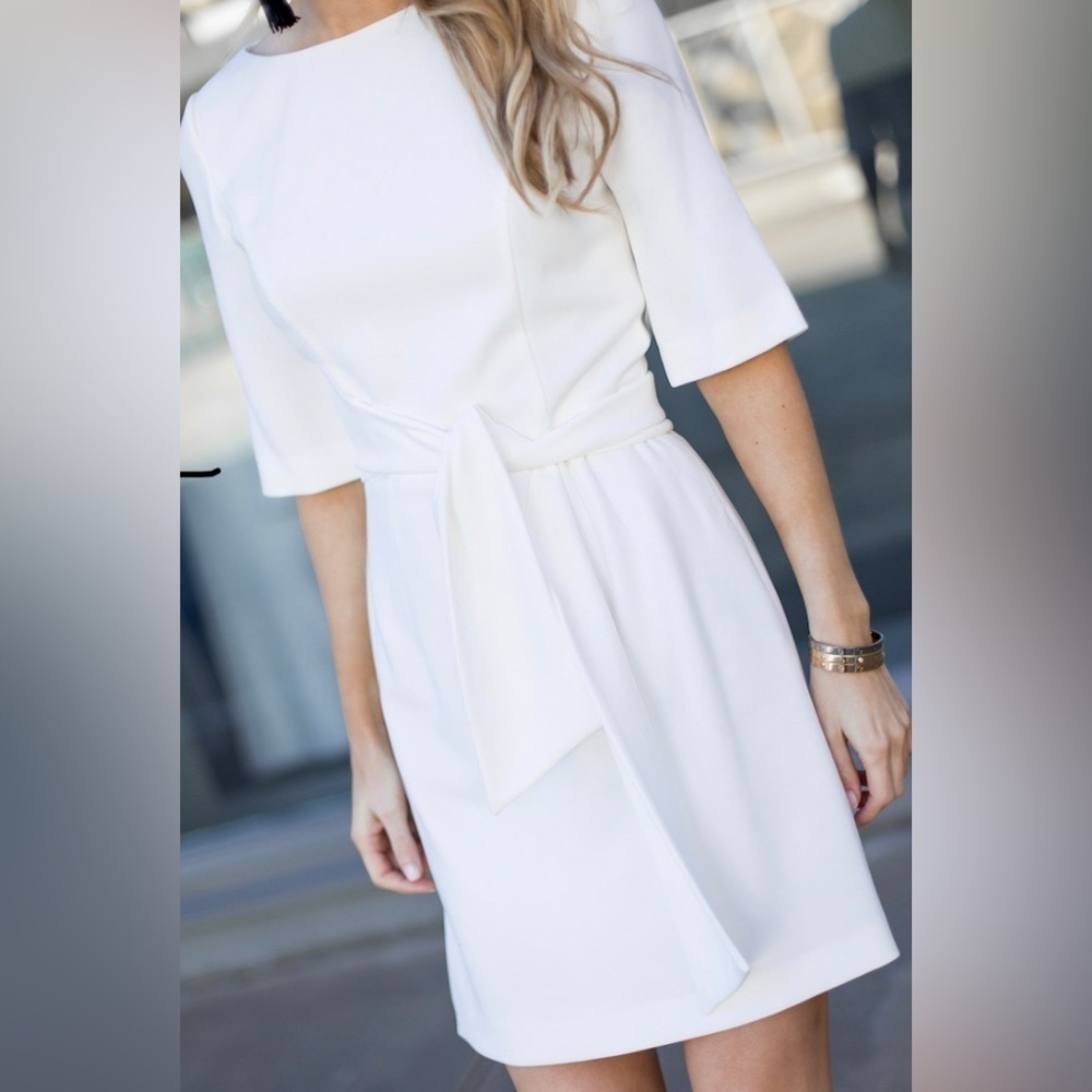 DO+BE White Sheath Midi Dress with 3/4 Sleeves